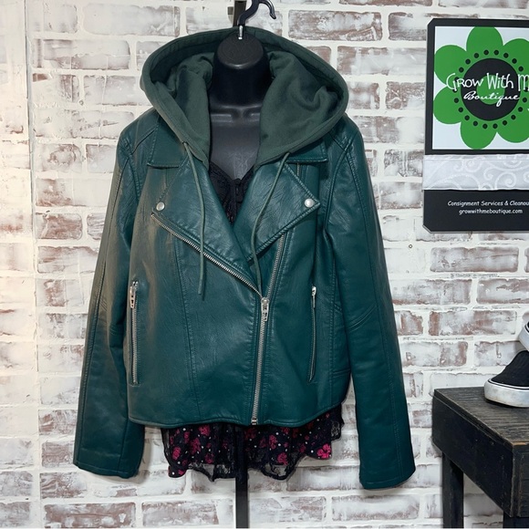 Women's Green Faux Leather Jacket XXL - Picture 1 of 9